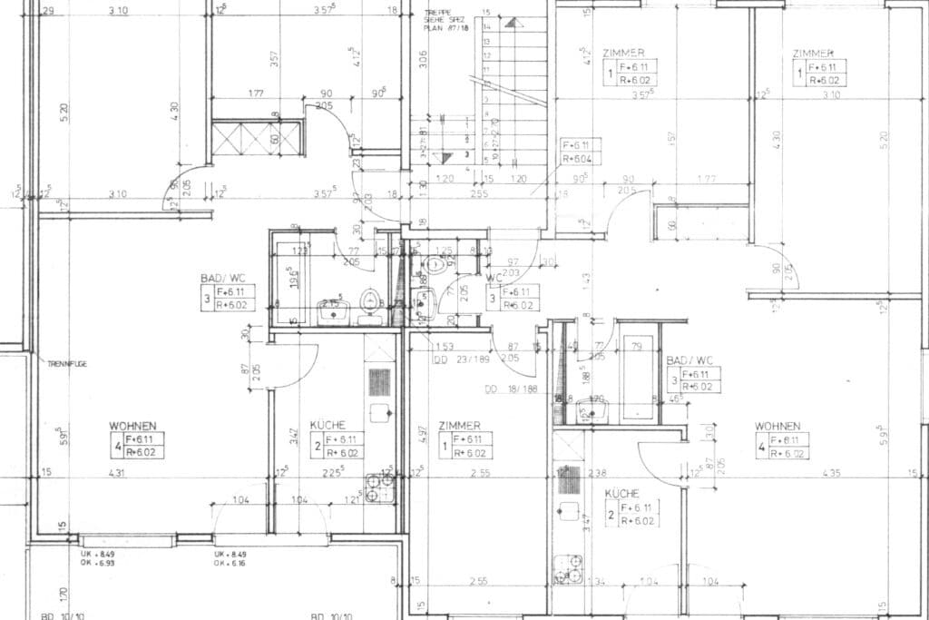 Papierplan als Vorlage für die Digitalisierung